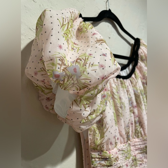 J. ING Girls Teen Pink Floral Black Puff Sleeve Dress *NWT - Picture 5 of 11